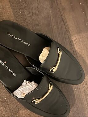 Ford Black Leather Mule with Gold Horsebit Accent